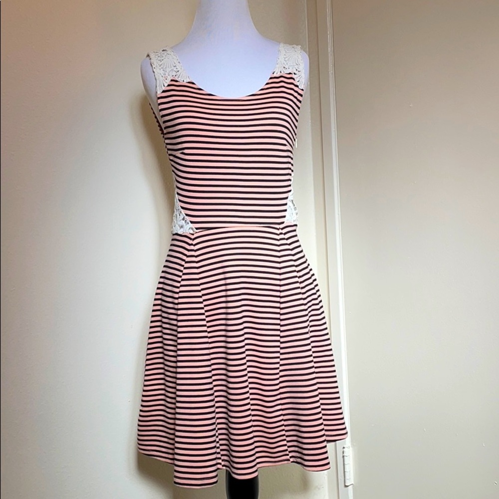 🆕Poof Couture Stripe Dress with Crochet Details